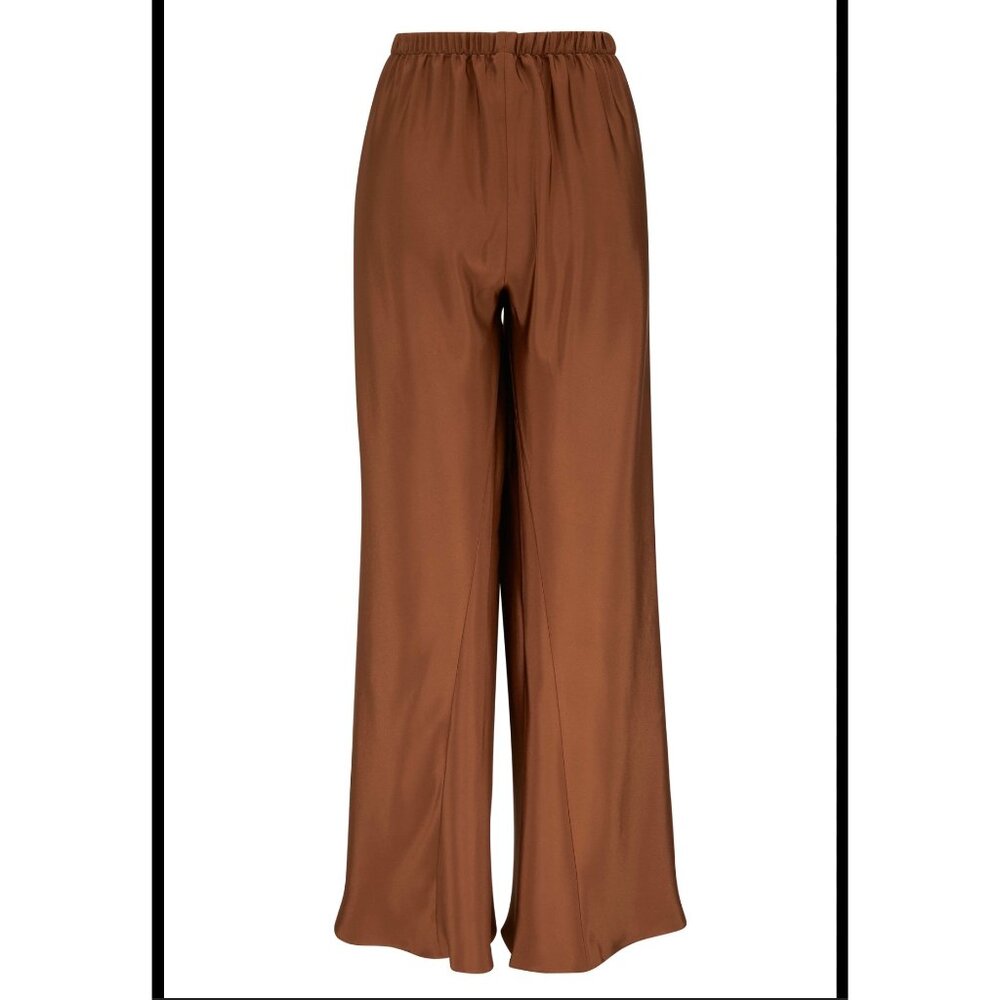 Peter Cohen 100% Silk Brown Wide-Leg Pants Elastic Waist Small